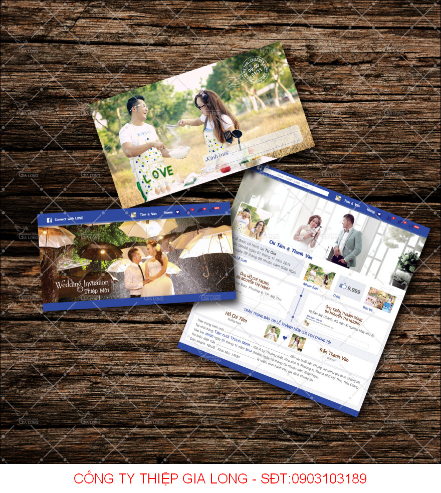 thiệp cưới in hình cô dâu chú rể